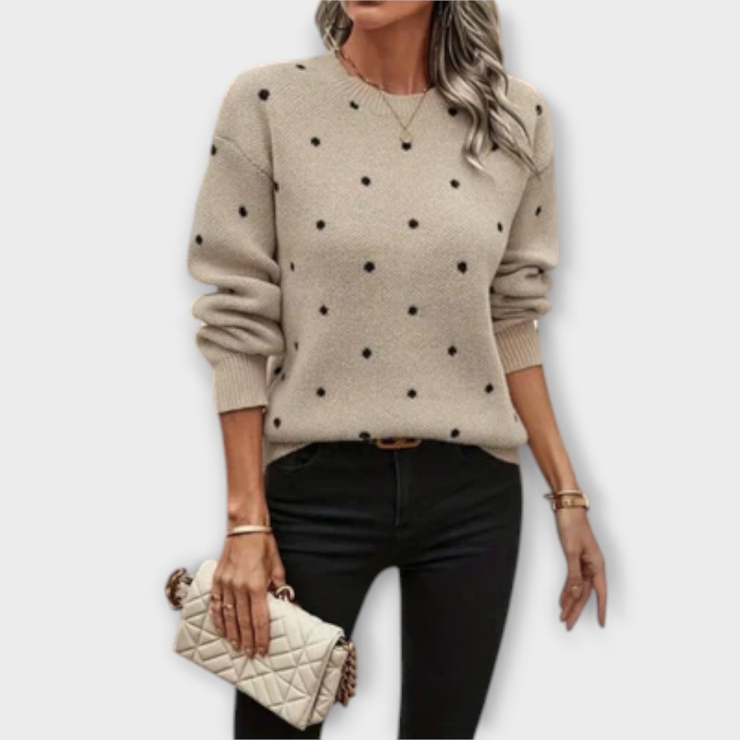 Ava | Knitted sweater with polka dot pattern