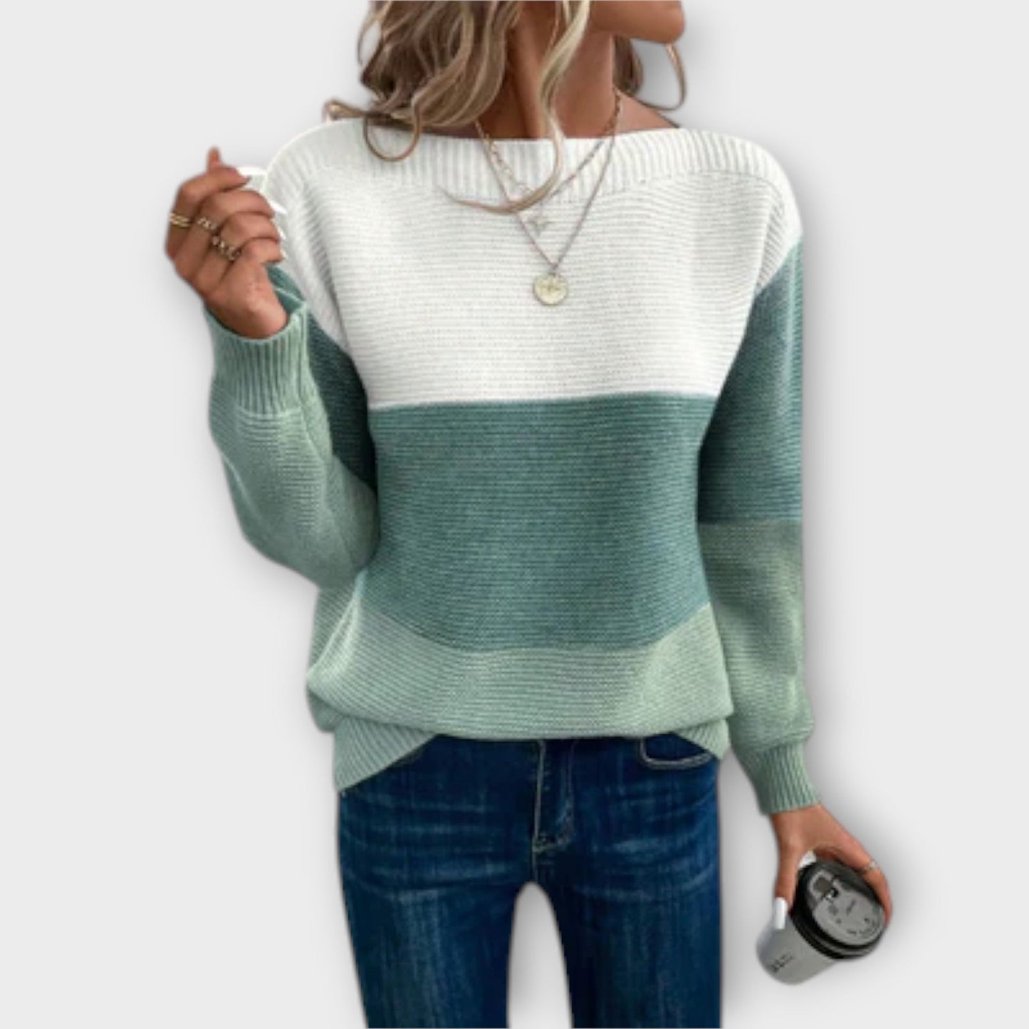 Clara | Elegant tricolor patchwork sweater