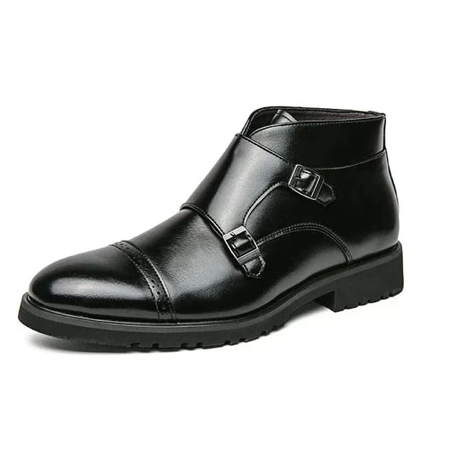 Darell | Leather Boots with Double Monk Strap