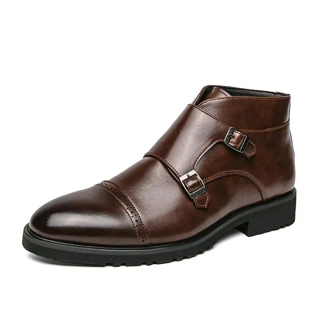 Darell | Leather Boots with Double Monk Strap