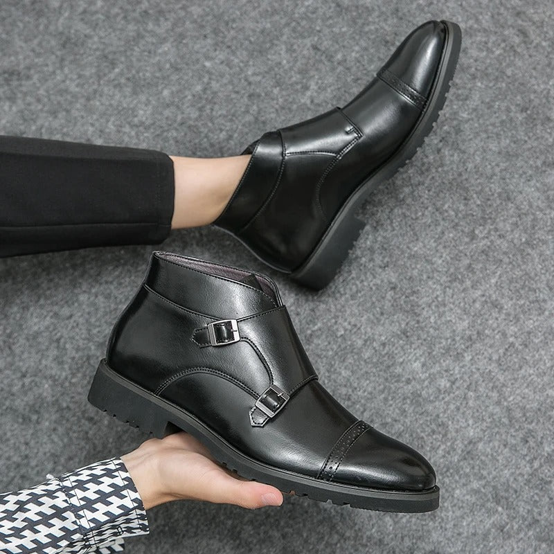 Darell | Leather Boots with Double Monk Strap